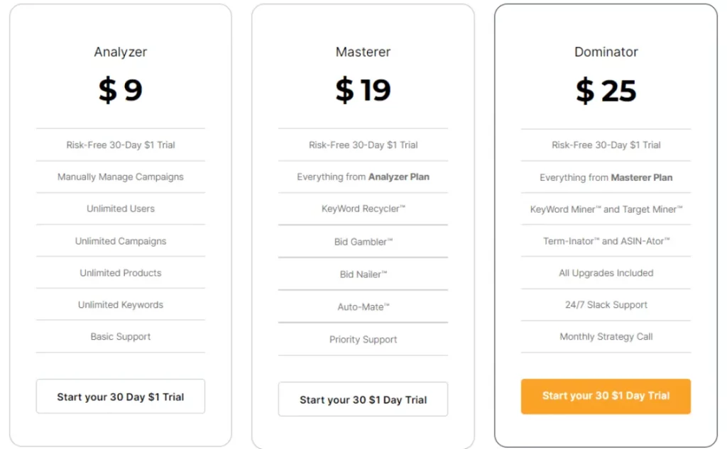 zon.tools pricing plans