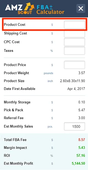 AMZScout Amazon FBA Fees Calculator