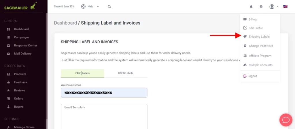 Generate Shipping Labels and Invoice with SageMailer