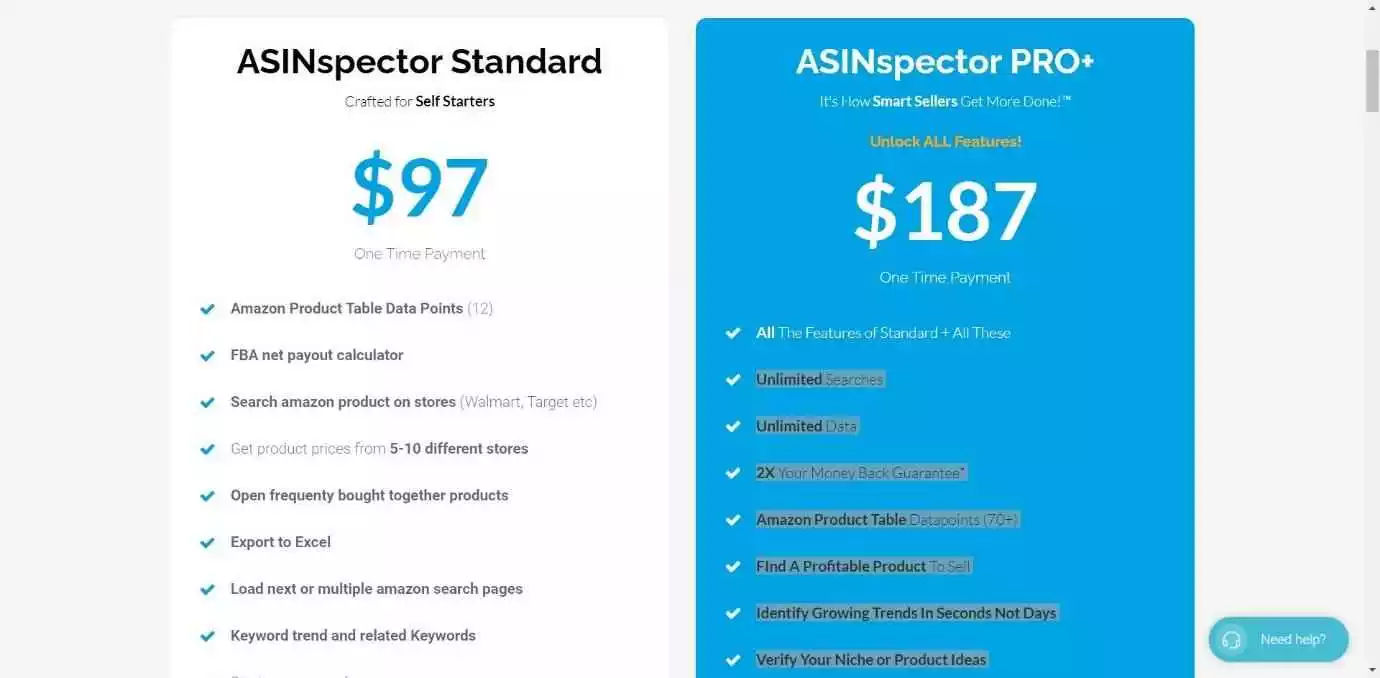ASINspector pricing plans