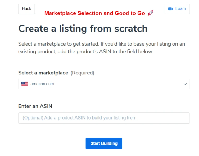 Create a new listing with AI listing Builder