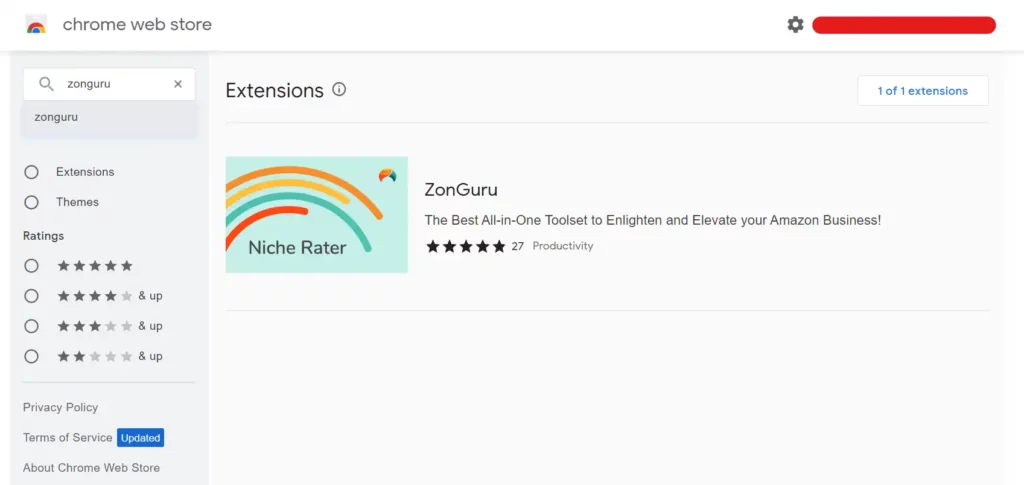 ZonGuru Chrome Extension Search